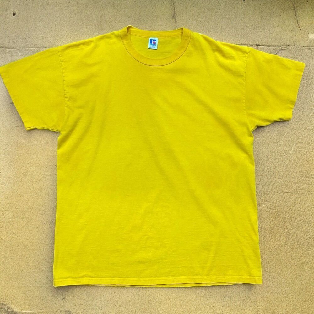 Russell Athletic Vintage 90s Cotton Golden Yellow Tee T-Shirt Men's Extra Large